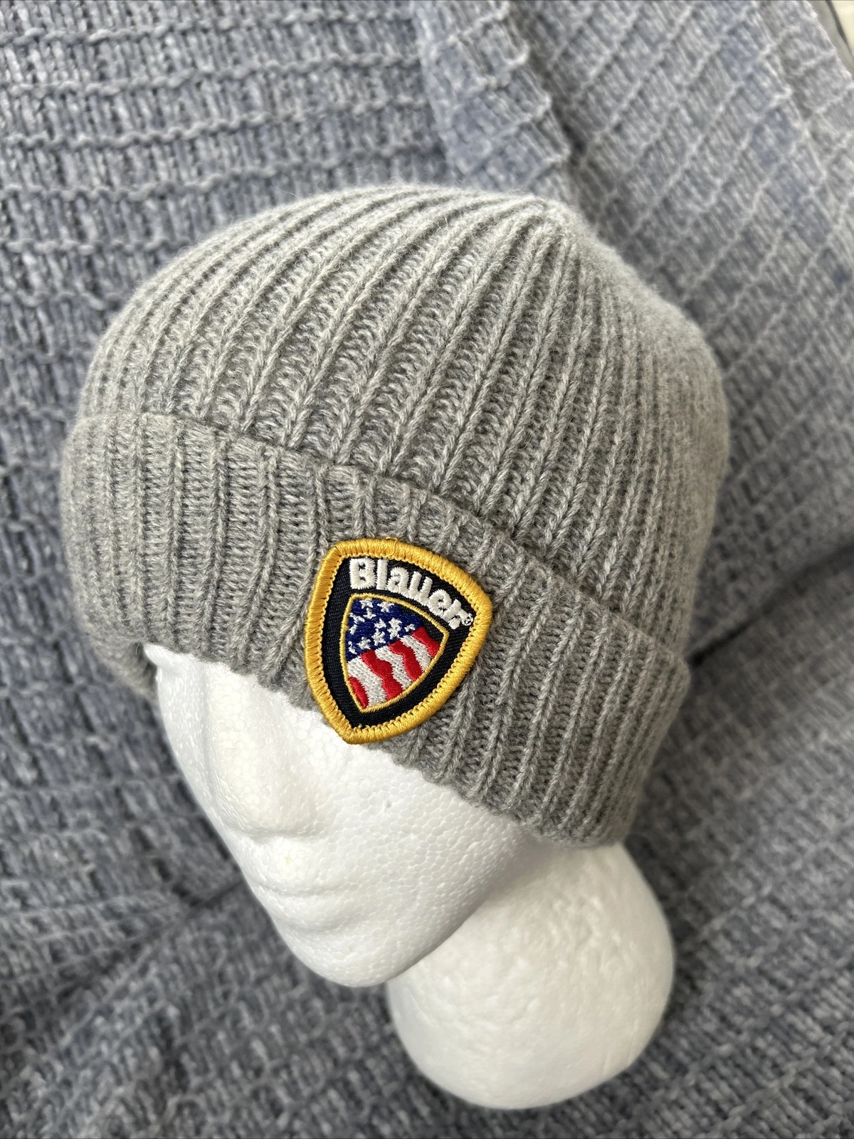 BLAUER USA MENS WOOL BEANIE HAT IN GREY