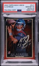 2023 Topps Now X Beck CJ Stroud Rookie Passing Record Auto Psa 10 10 Gem Pop 1/1