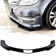 Black Front Bumper Lip Spoiler For Mercedes-Benz W204 C200 C250 C300 2011-2014