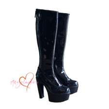 1/3SDGR/13 BJD Doll Shoes Thick Sole PU Leather Boots Super High Heels Black AOD