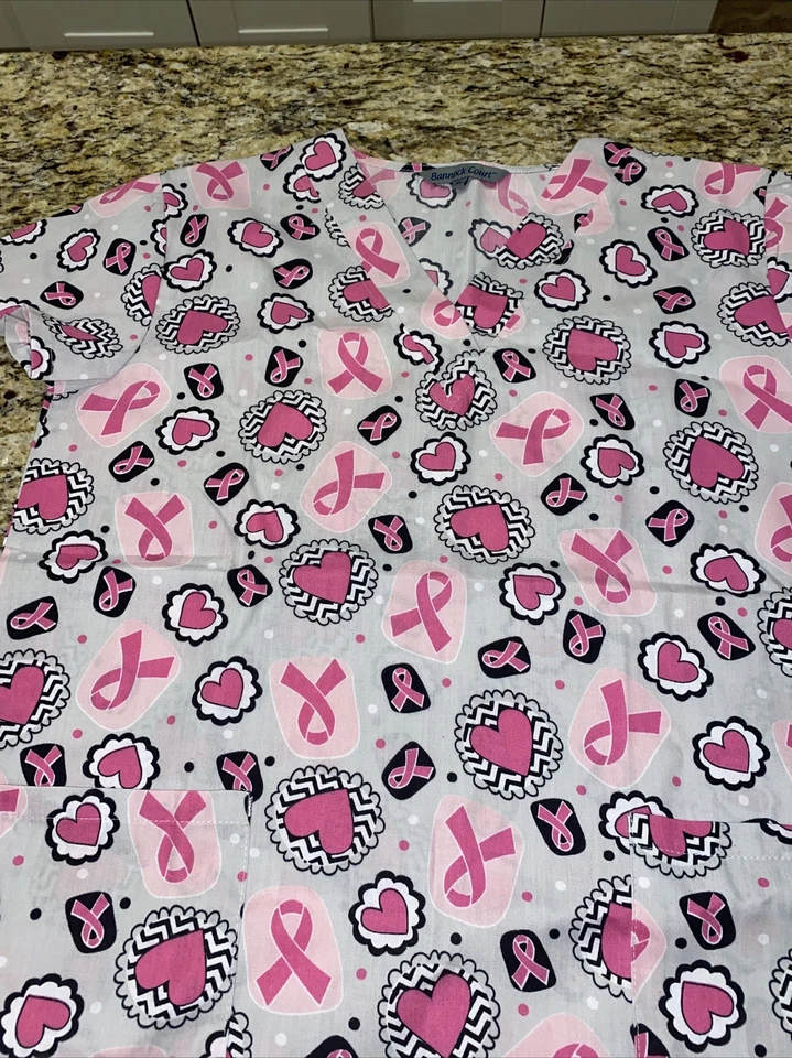 Bannock Court XS breast cancer awareness nurse Scrub top - Image 4 of 4