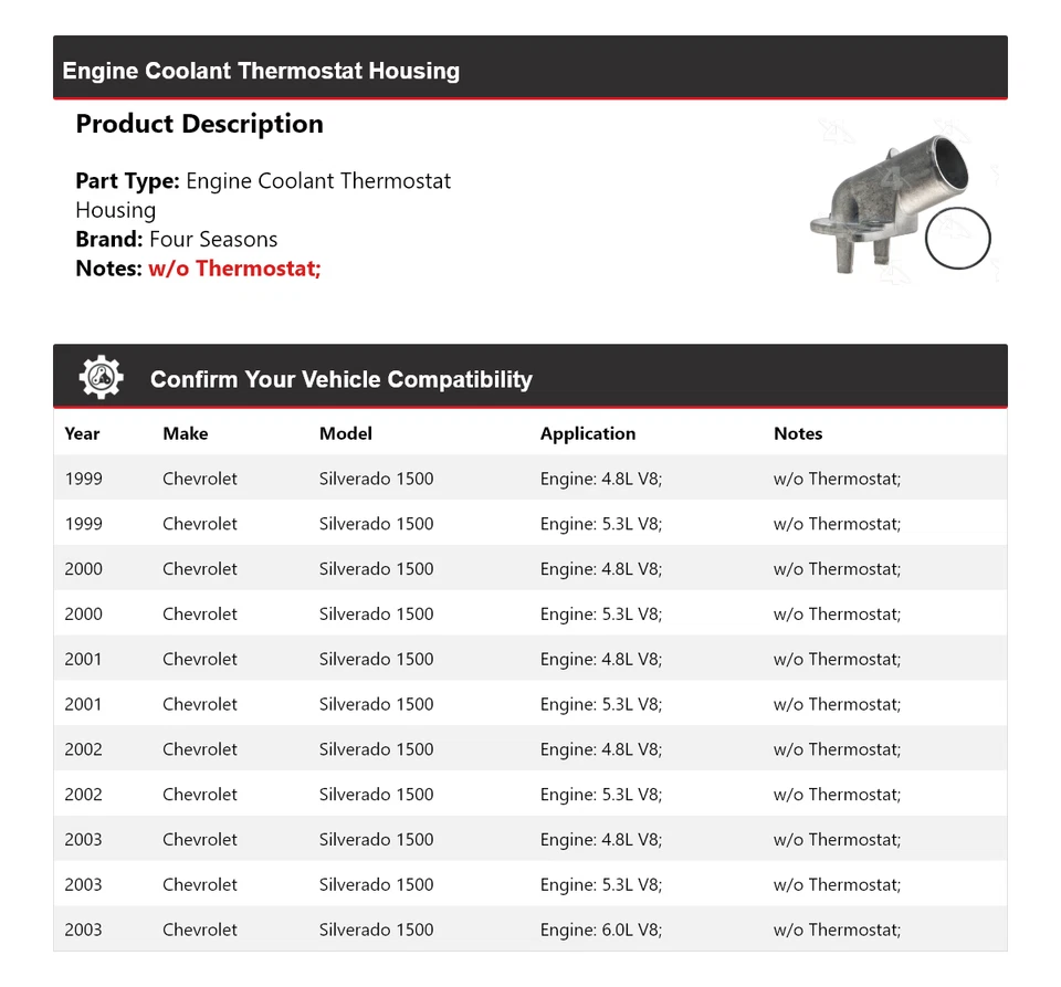 Carcaça termostato líquido refrigerante motor Chevrolet Silverado 1500 1999-03 4 estações - Imagem 2 de 4