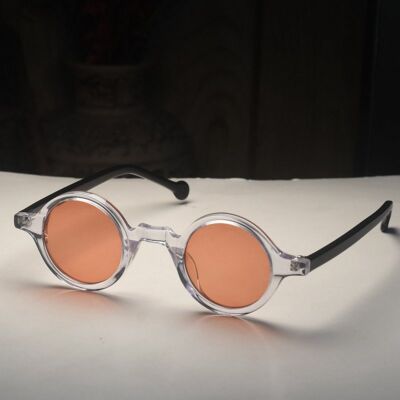 Retro John Lennon Round Sunglasses Crystal acetate frame