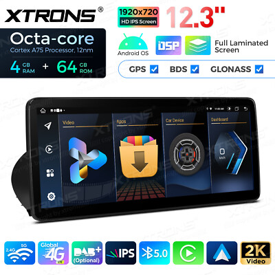 12.3'' Android 14 CarPlay 8-Core 64G Car GPS Stereo Radio For BMW E90 E91 E92 E93