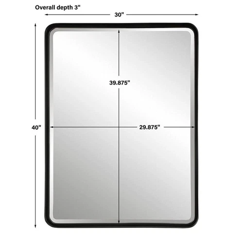 Uttermost Crofton Large Iron Metal and MDF Mirror in Sleek Satin Black - Picture 7 of 7