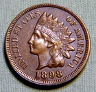 1898 Indian Head Penny Cent - AU Full Liberty Beauty - Lot 1643