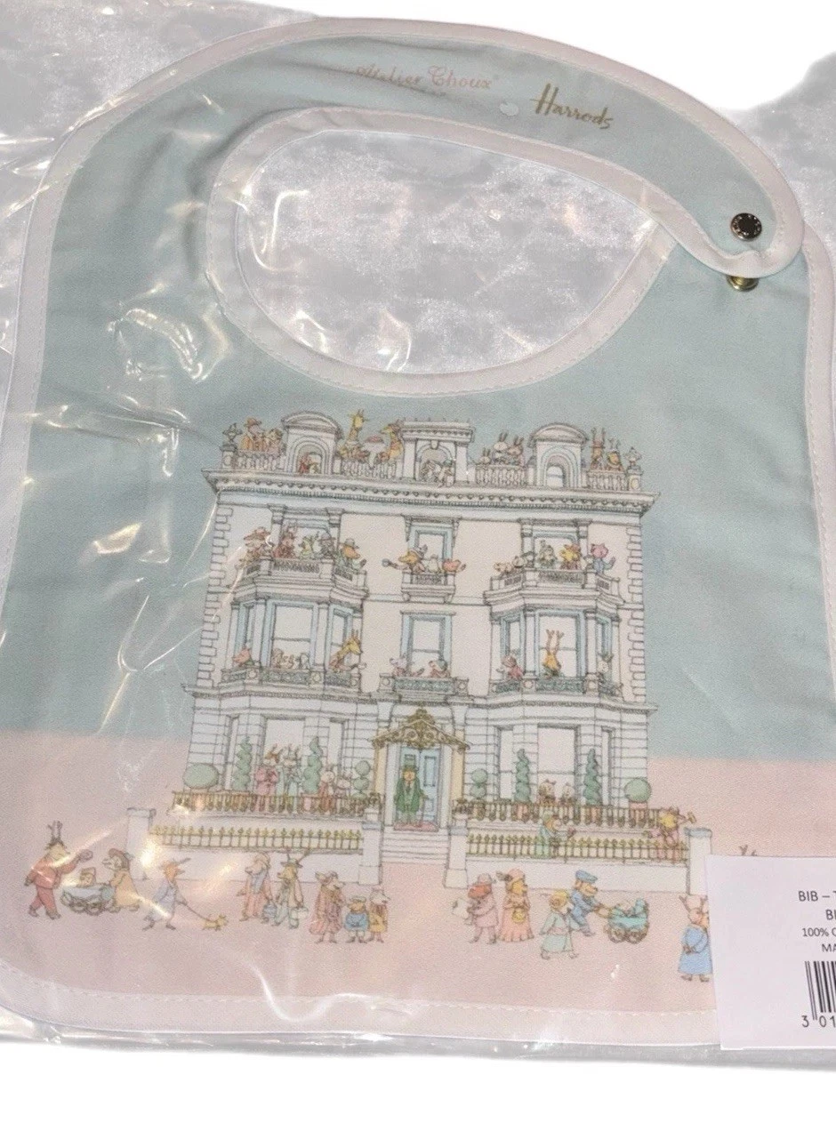 Harrods Townhouse Baby Bib 100% Organic Cotton Uk Seller New Sealed Free pp