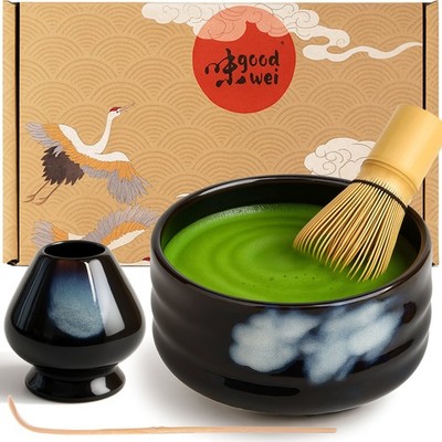 Matcha Tee Set | Teeschale, Besenhalter, Bambusbesen 120, Matchalöffel | Burashi