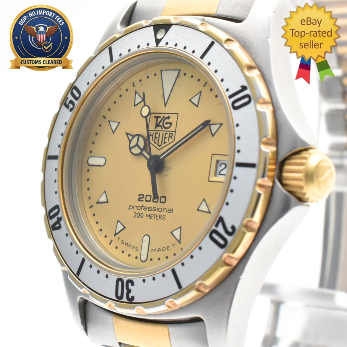 Exc+5] TAG Heuer 2000 974.013 Champagne Gold Dial 32mm Silver