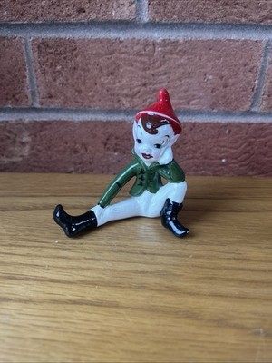 Vintage Kera-Tone Irland Keramik Pixie Figur - liegende Elfe Mid-Century
