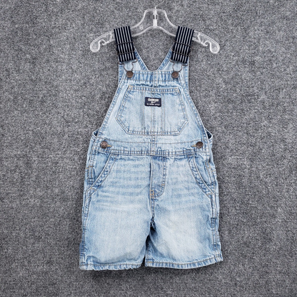 OshKosh Bgosh Denim Overalls Shortalls Toddler 3T Blue Adjustable