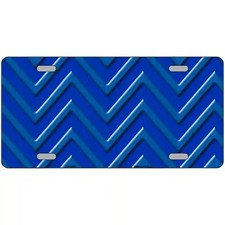 Blue Light Blue Chevron Metal Novelty License Plate