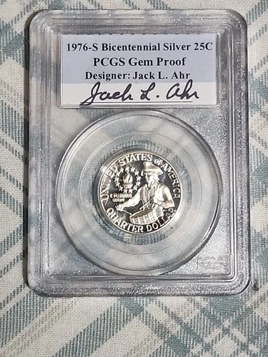 1976-S Bicentennial Silver Washington Quarter  PCGS GEM Proof Designer Auto