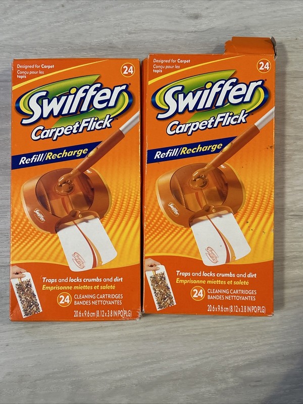 Two SWIFFER Carpet Flick Refill Sealed & Open Box Of 24 Discontinued 48 Total
