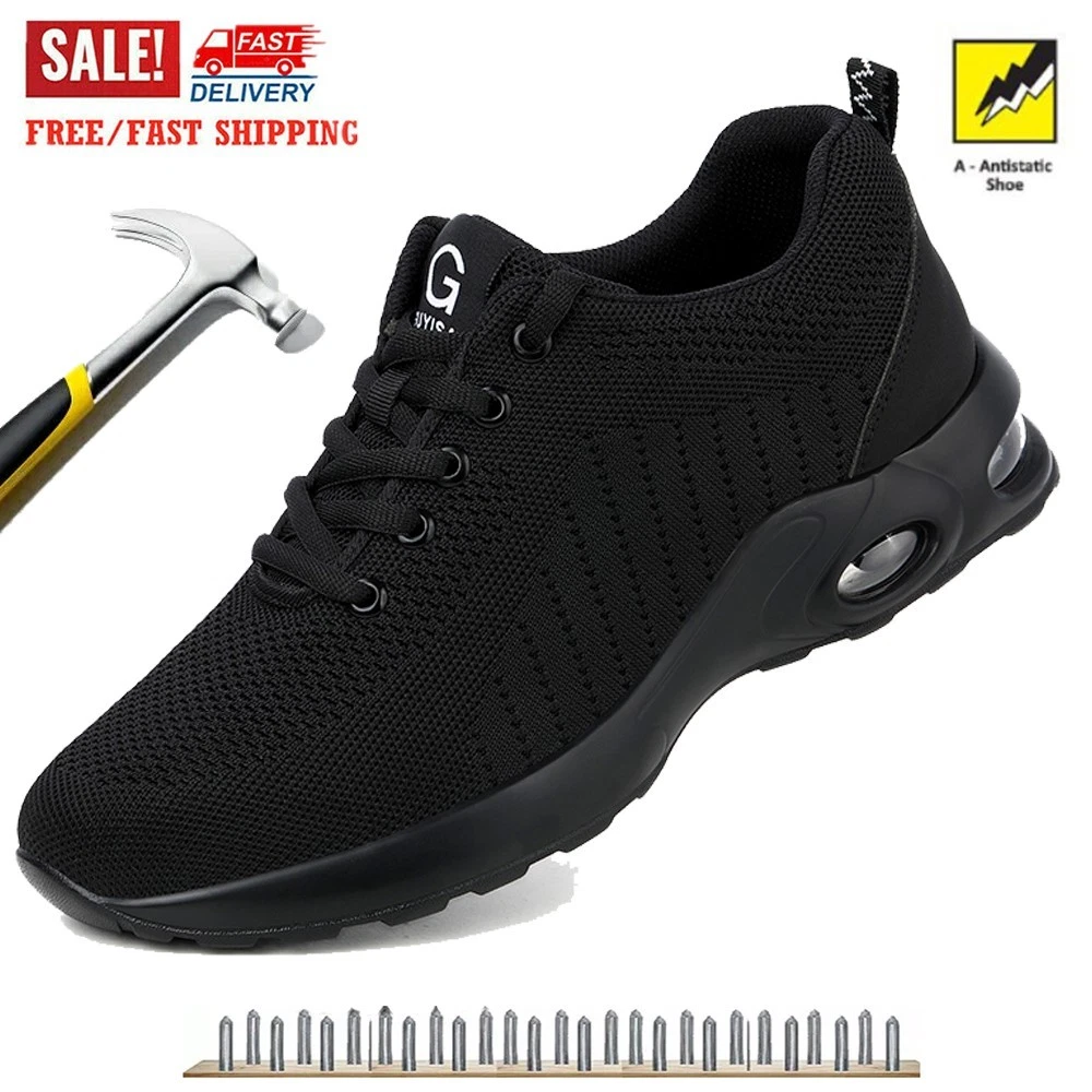 Men's Work Shoes Steel Toe Sneakers Lightweight Casual Walking Shoes for Men