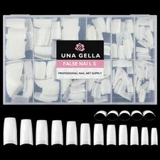 UNA GELLA Acrylic Nail Tips White Half Cover False Nails French 