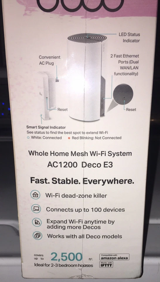 TP-Link Deco E3 - AC1200 - Whole Home Mesh Wi-Fi System 3 Bedroom FACTORY SEALED - Image 3 of 4