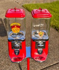 Rare Double Spill Tray Oak Acorn 2 Cent & 1 cent / 5 cent Gum Vending Machines