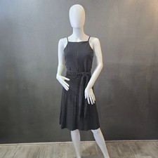 Ann Taylor wmns blk/wht spaghetti strap polka dot tie waist A line midi dress XS