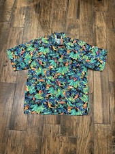 Vintage Toucan Dance Shirt Mens Large Hawaiian Tropical USA MADE