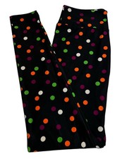 LuLaRoe Leggings OS One Size Halloween ORANGE BLACK Colorful POLKA DOT Confetti