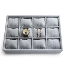 Oirlv Premium Velvet 12 Grid Jewelry Organizer Tray with Removable Pillow Wat...