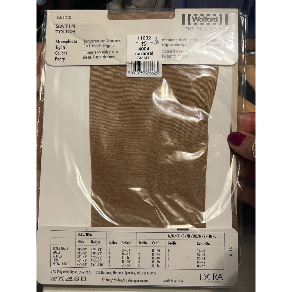 Wolford Satin Touch 20 Caramel Tights Pantyhose Small New - Image 2 of 2
