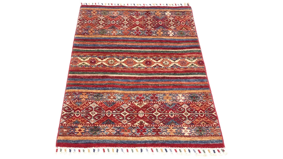 Афганский ковер Ziegler Khorjin 80x120 с красными полосками ручной вязки восточный F - Изображение 2 из 4