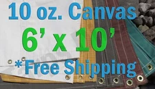 6 Ft. x 10 Ft. 10 Oz. Cotton Canvas Breathable Water Resistant Tarps