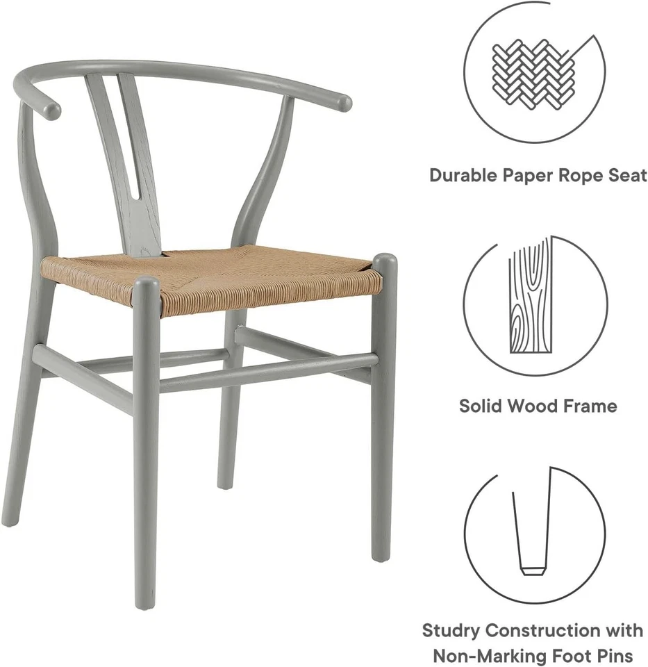 Modway Mid-Century Modern Scandinavian Wood Dining Side Chair in Weathered Gray - Image 3 of 4