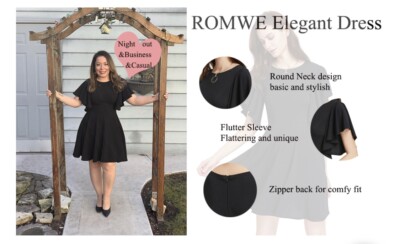 Romwe Glitter Ruffle Short Sleeve High Waist A Line Formal Cocktail Dress S