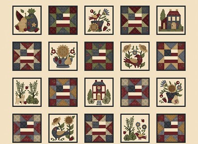 Henry Glass House On Summer Hill Block Cream Cotton Fabric By The Panel 2923