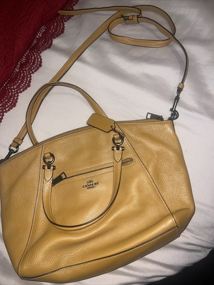 Tan leather coach purse