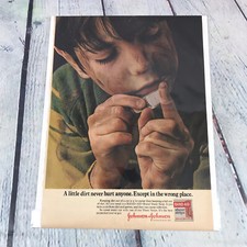 1970 Johnson & Johnson Band-Aid Vintage Print Ad/Poster Promo Art Magazine Page