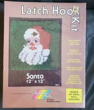 Rainbow Mills Santa Latch Hook Kit Christmas 12" x 12" Pillow Wall Hanging Vtg