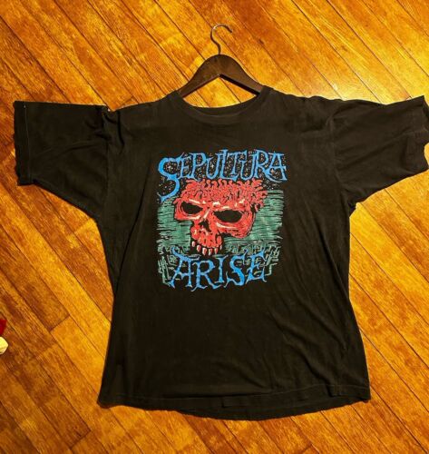 Sepultura Arise Skull Shirt Vintage Lot Tee Distressed Faded Death Metal - Afbeelding 1 van 7