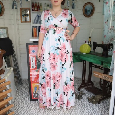 chinese dress ladies Hamri Maxi Dress White / Blue Floral main image 1