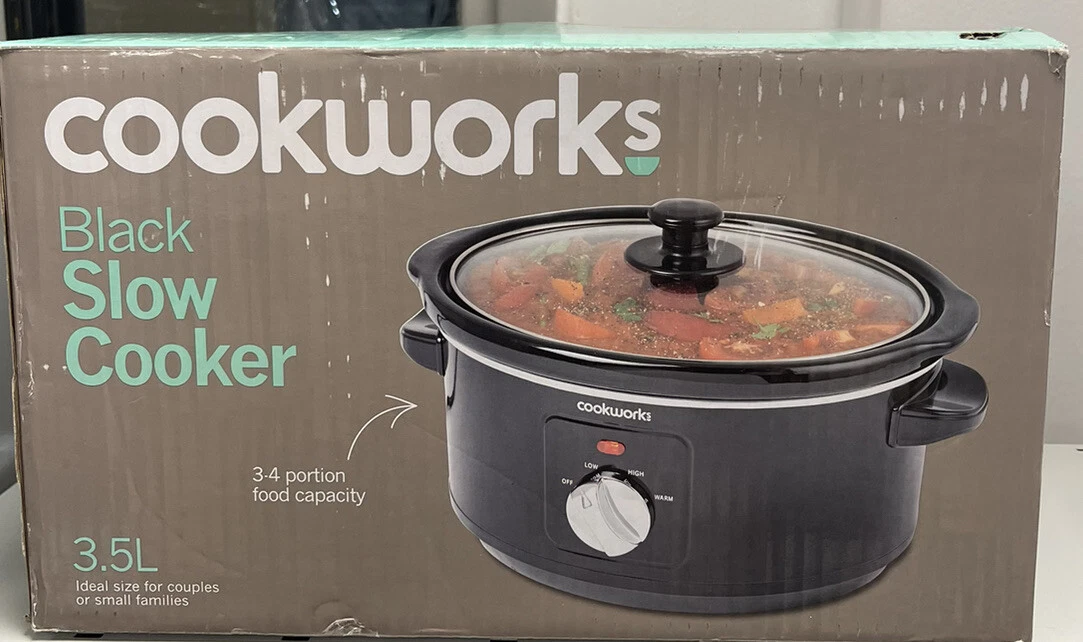 Cookworks 3.5L kitchen Electric Slow Cooker Removable Ceramic Bowl Oval Black