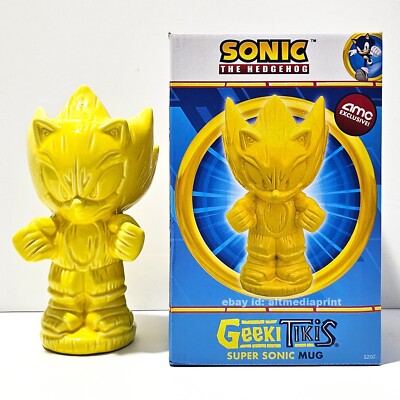 Geeki Tikis Super Sonic The Hedgehog Movie AMC Exclusive Tiki Mug NEW IN HAND