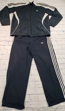 Adidas Track Suit MENS XL Blue White Stripes Mesh Lining VINTAGE Y2K Windbreaker