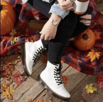 Dr. Martens Zavala White Leather Combat Boot Size 11 | eBay