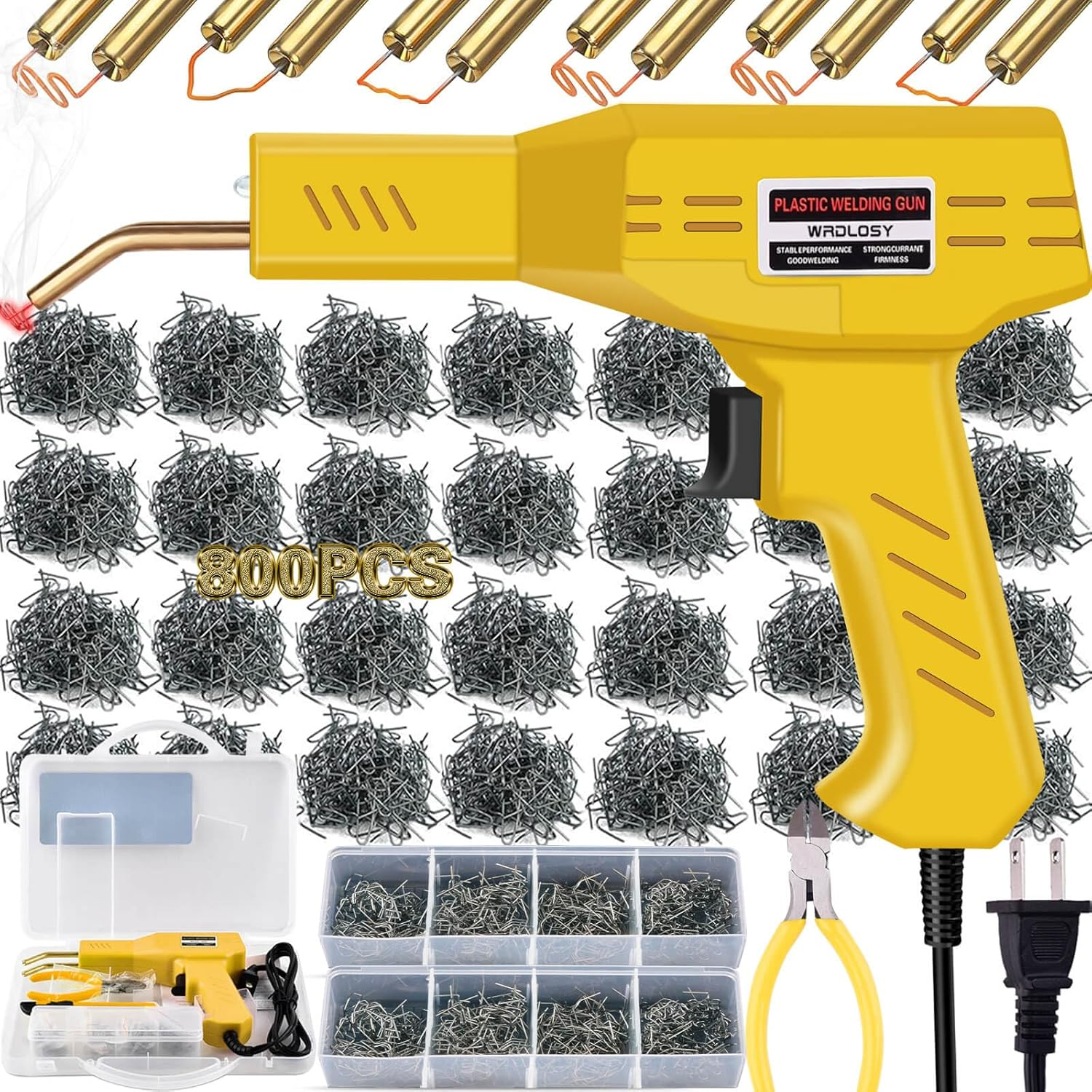 Plastic Welder Kit Soldering Tool Car Bumper Repair Welding Gun 800 Staples Case