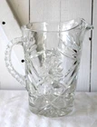 Vintage Anchor Hocking Large Star Of David Clear Glass Pitcher Early American