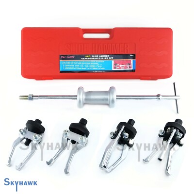 5 Pc Gear Bearing Bushing Puller Slide Hammer Set Internal/External 2/3 Jaw 