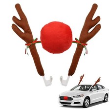 Car Reindeer Antler Kit and Nose, Reindeer Christmas Decoration for Car