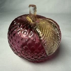 Vintage Murano Art Glass Apple Paperweight Cranberry Gold Italy 3.5” 1960’s