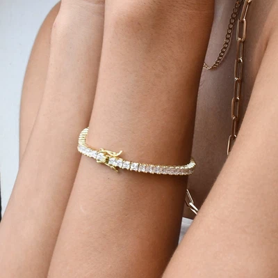8 Ctw Princess Cut Lab Created Diamond Tennis Bracelet 14k Yellow Gold Plated 7" - image 1 of 4