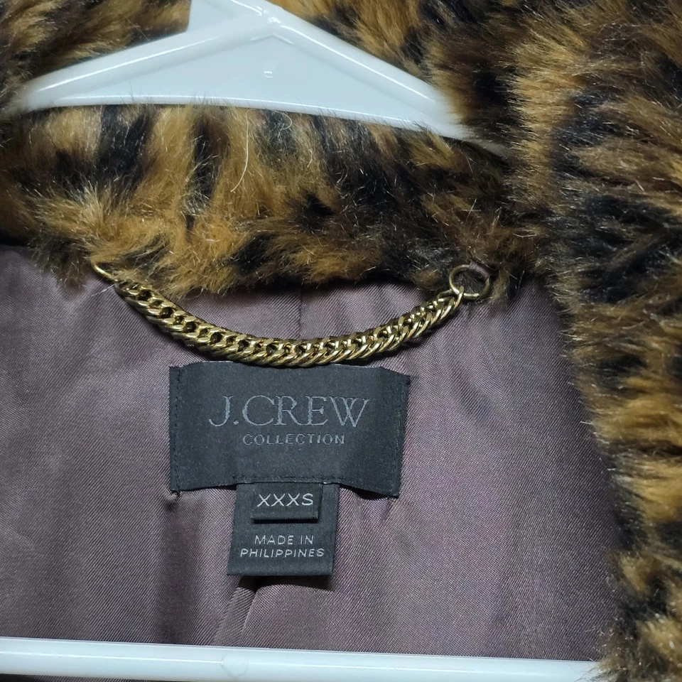 Abrigo JCrew Imitación Piel Estampado Leopardo G9553 XXS Invierno Manchado Mobwife Usado en Excelente Condición Foto 3 de 4