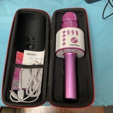 Bonaok Wireless Bluetooth Karaoke Microphone Purple with Carrying Case Included