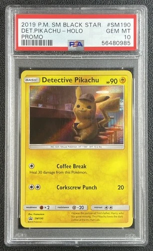DETECTIVE PIKACHU PSA 10 2019 POKEMON SM BLACK STAR PROMOS BSP #SM190 HOLO 0985
